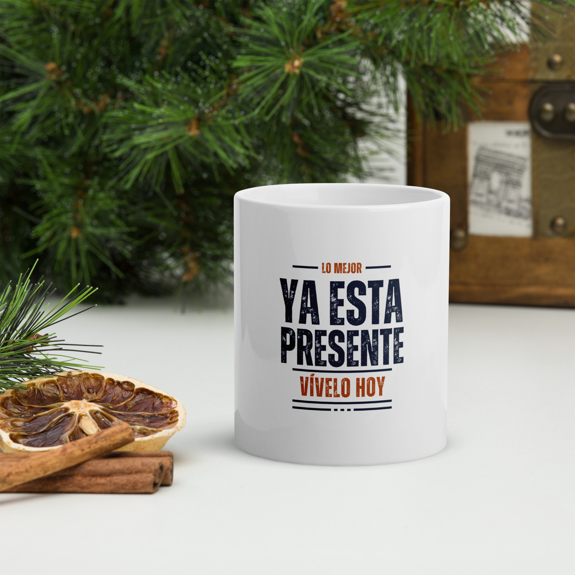 Taza blanca brillante